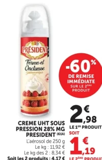 Crème UHT sous pression Président