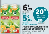 Jus d'orange multifruits à base de concentré U