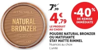 Poudre Natural Bronzer ou matifiante Stay Matte Rimmel
