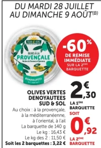 Olives vertes dénoyautées Sud & Sol