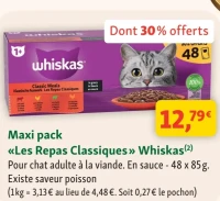 Maxi pack «Les Repas Classiques» Whiskas pour chat adulte à la viande en sauce