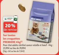 Croquettes PREMIERE pour chat adulte stérilisé saveur volaille et bœuf