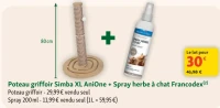 Poteau griffoir Simba XL AniOne + Spray herbe à chat Francodex