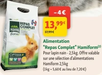 Alimentation "Repas Complet" Hamiform pour lapin nain