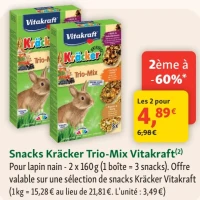 Snacks Kräcker Trio-Mix Vitakraft pour lapin nain