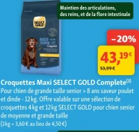 Croquettes Maxi SELECT GOLD Complete pour chien de grande taille senior > 8 ans