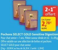 Pochons SELECT GOLD Sensitive Digestion pour chat senior > 7 ans