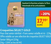 Croquettes SELECT GOLD pour chat senior stérilisé > 9 ans