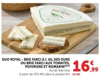 Duo Royal - Brie Farci à l'ail des ours ou Brie Farci aux tomates, poivrons et romarin