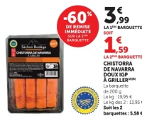 Chistorra de Navarra doux IGP à griller Séchoir Bodega