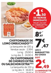 Chiffonnade de Lomo Embuchado ou Chiffonnade de Chorizo Extra ou Salsichon Extra