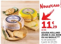 Gouda Holland Jeune à l'ail noir ou au basilic Hollandia
