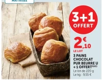 3 Pains au chocolat pur beurre U