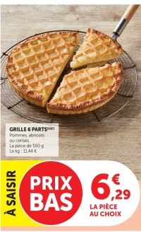 Grille 6 parts pommes, abricots ou cerises