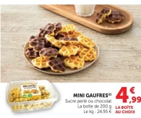 Mini gaufres sucre perlé ou chocolat