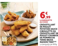 Croustillant de poulet potatoes sauce ciboulette ou croustillant de poulet churros de pommes de terre brava Maison Tino