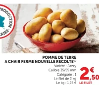 Pomme de terre à chair ferme nouvelle récolte