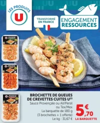 Brochette de queues de crevettes cuites U