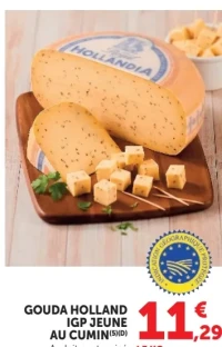 Gouda Holland IGP jeune au cumin