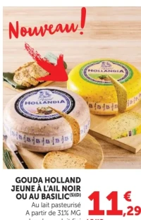Gouda Holland jeune à l'ail noir ou au basilic