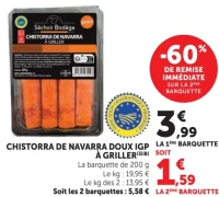 Chistorra de Navarra Doux IGP à griller Séhoir Bodéga