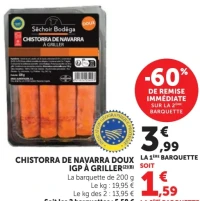 Chistorra de Navarra doux IGP à griller Séchoir Bodéga
