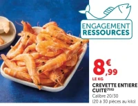 Crevette entière cuite