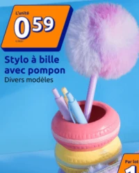Stylo à bille avec pompon Divers modèles