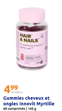 Gummies cheveux et ongles Innovit Myrtille
