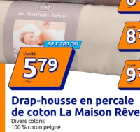 Drap-housse en percale de coton La Maison Rêve 90x200 cm