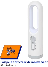 Lampe à détecteur de mouvement 80 + 100 lumens