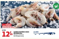Gambas entières crues décongelées