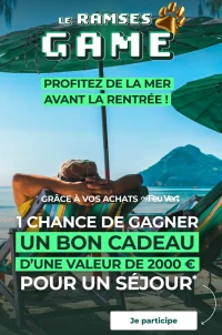Jeu concours Le Ramses Game Feu Vert - Bon cadeau d'une valeur de 2000 € pour un séjour