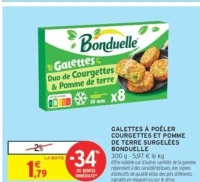 GALETTES À POÊLER COURGETTES ET POMME DE TERRE SURGELÉES BONDUELLE