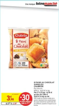 8 PAINS AU CHOCOLAT SURGELÉS CHABRIOR