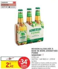 Boisson alcoolisée à base de bière aromatisée pomme Somersby