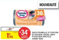 Handy Bag Sacs poubelle à fixation élastique 13x30L 100% plastique recyclé