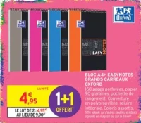Bloc A4+ Easynotes grands carreaux Oxford