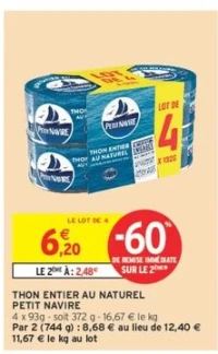 THON ENTIER AU NATUREL PETIT NAVIRE