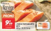 4 pavés de truite sans arêtes 