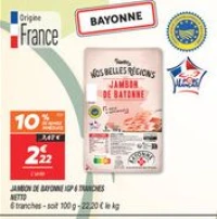 Jambon de bayonne igp 6 tranches 