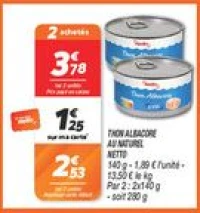 Thon albacore au naturel 