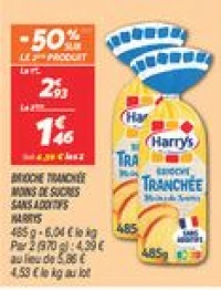 Brioche tranchée moins de sucres sans additifs