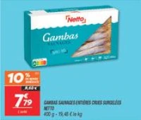 Gambas sauvages entières crues surgelées 