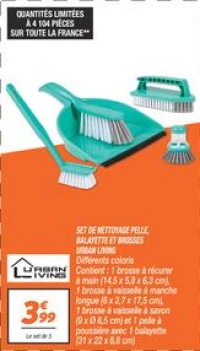 Set de nettoyage pelle, balayette et brosses 
