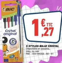 5 stylos bille Cristal Bic