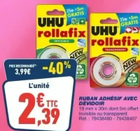 Ruban adhésif avec dévidoir UHU Rollafix