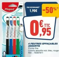 Maped 4 Feutres Effaçables Assortis