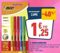 5 Surligneurs Bic Marking