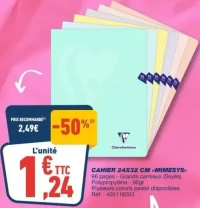 Clairefontaine Cahier 24X32 CM «Mimesys» Grands carreaux (Seyès)